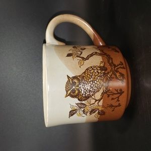 Vintage Owl Coffee Mug Brown/Orange  cup with handle